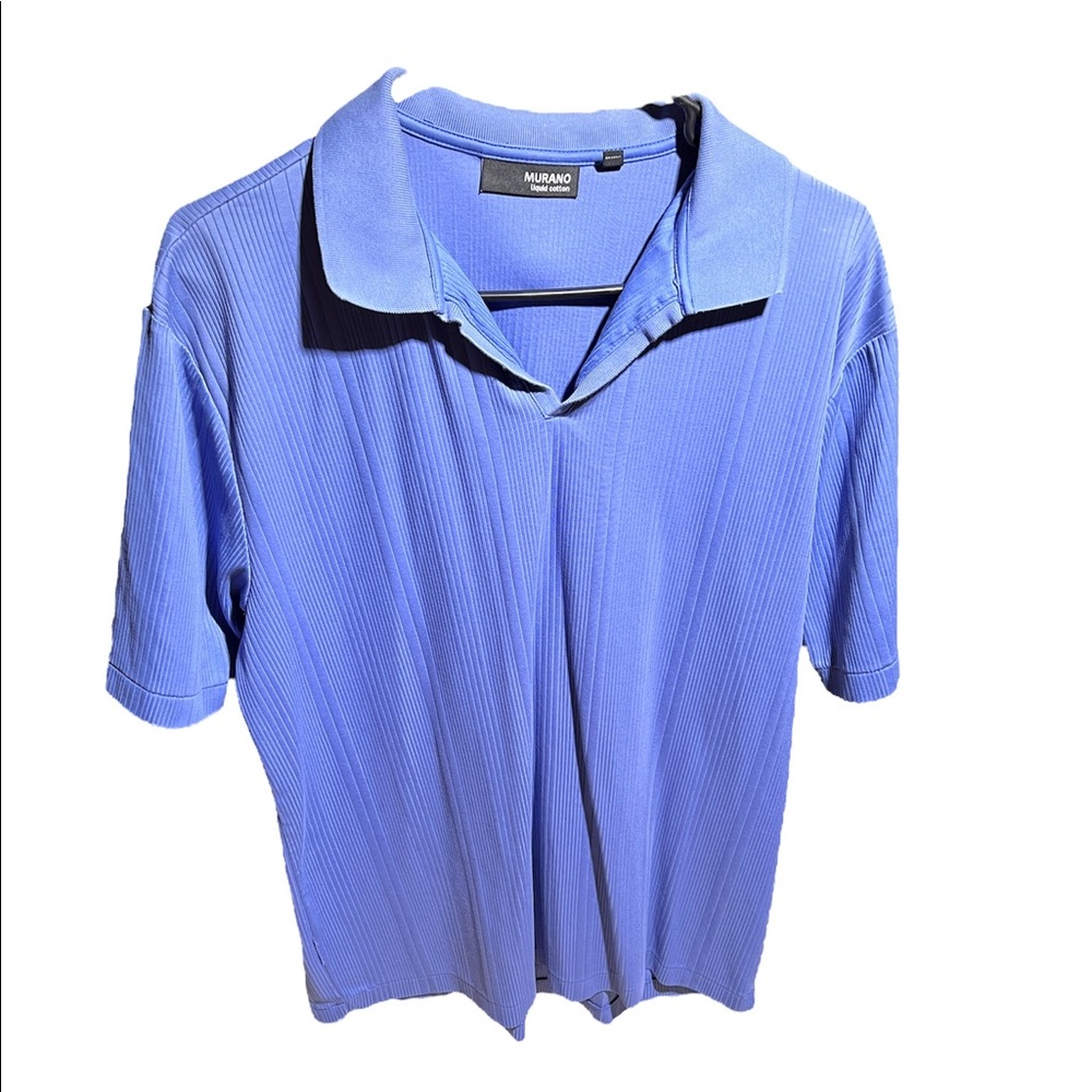 Murano - Short Sleeved Jersey - Ribbed Pattern - Size: L - Blue